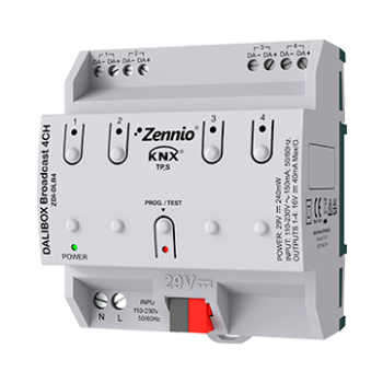 DALIBOX Broadcast 4CH | KNX-DALI Broadcast Interface for up to 4 channels with up to 20 ballasts each