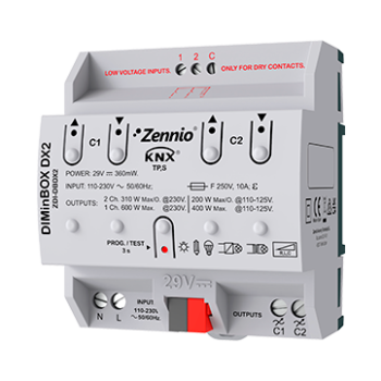 DIMinBOX DX2 | Universal dimmer actuator - 2 channels x 310W or 1 channel x 600W