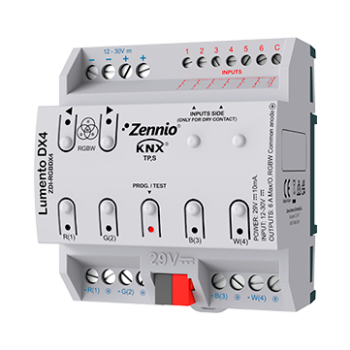 Lumento DX4 | 4-channel constant voltage PWM dimmer for DC LED loads and DIN rail mounting