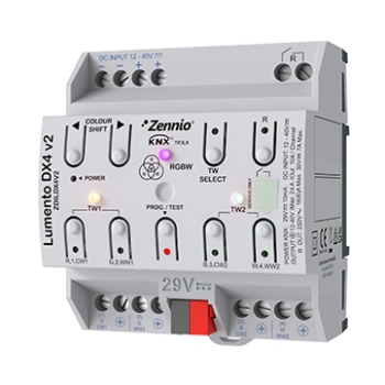 Lumento DX4 v2 | 4-channel constant voltage PWM dimmer in DIN rail for DC LED loads