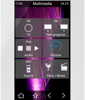 IDDERO VERSO+IP 2 - 4.3” KNX capacitive touch panel. Up to 96 control functions Glass White